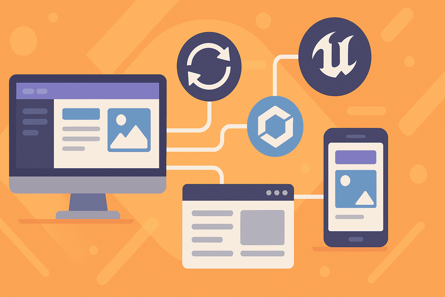 Integración universal: Unity, Unreal, Web y móvil para tu UI.